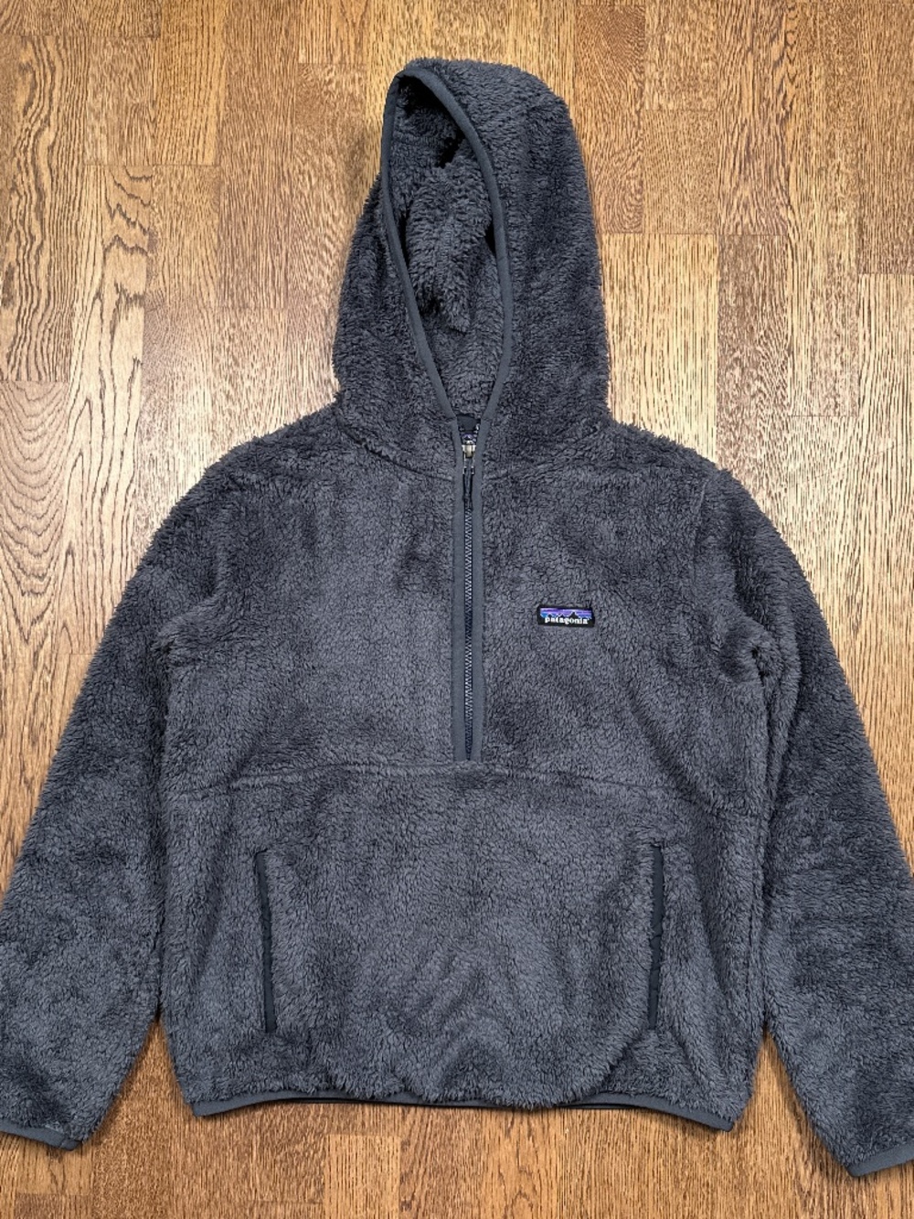 Patagonia Los Gatos 1/2 Zip Sherpa Fleece Hooded Sweater Smolder Blue Womens S